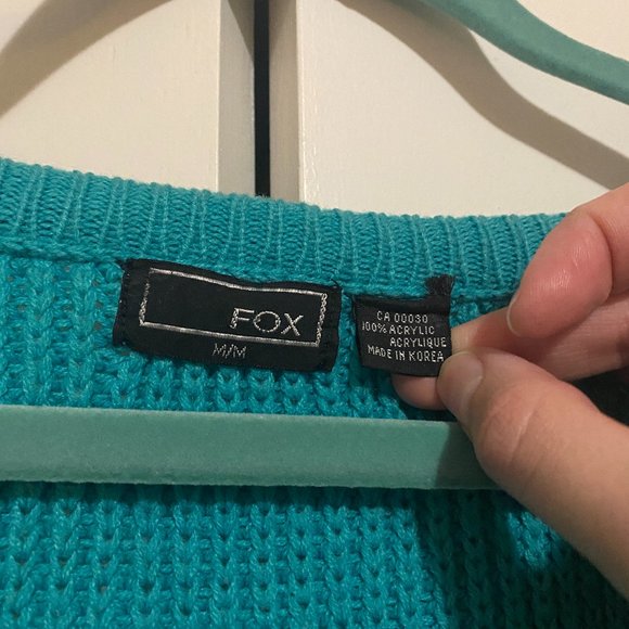 Vintage 1980s-1990s Teal Sweater M - Picture 4 of 4